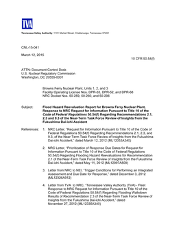 Browns Ferry, Units 1, 2, & 3, Flood Hazard Reevaluation Report