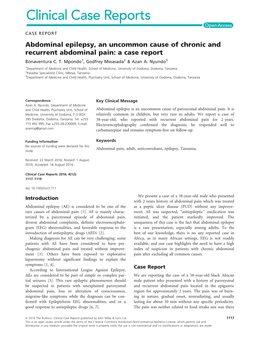 Abdominal Epilepsy, an Uncommon Cause of Chronic and Recurrent Abdominal Pain: a Case Report Bonaventura C