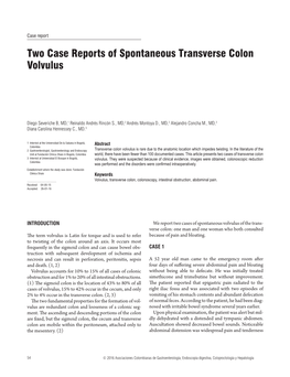 Two Case Reports of Spontaneous Transverse Colon Volvulus