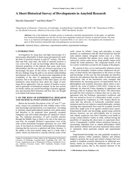 A Short Historical Survey of Developments in Amyloid Research