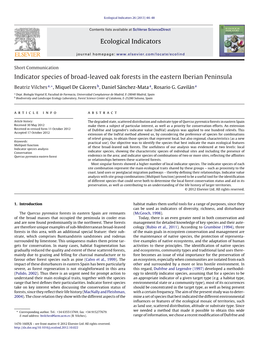 Indicator Species of Broad-Leaved Oak Forests in the Eastern Iberian Peninsula