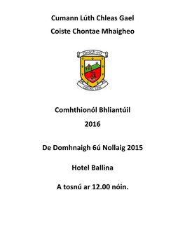 Bord Na Nog Secretary's Report 2012