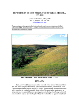 Lepidoptera of East Arrowwood Coulee, Alberta, 1997-2008