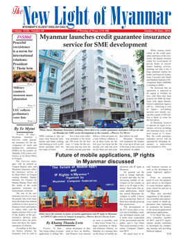 Myanmar Launches Credit Guarantee Insurance Service for SME