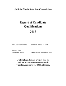 Report of Candidate Qualifications 2017