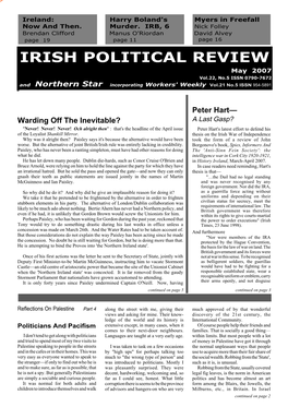 IRISH POLITICAL REVIEW May 2007 Vol.22, No.5 ISSN 0790-7672 and Northern Star Incorporating Workers' Weekly Vol.21 No.5 ISSN 954-5891