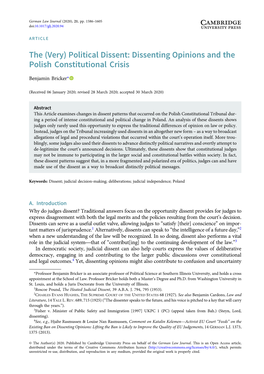 Dissenting Opinions and the Polish Constitutional Crisis