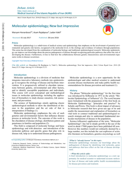 Molecular Epidemiology; New but Impressive