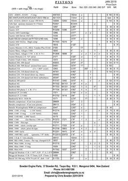 P I S T O N S JAN 2018 Price Each Fits Ref# Other Bore Std .020 .030.040 .060 S/F WR NR (WR = with Rings, NR = No Rings)