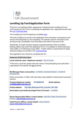 Levelling up Fundapplication Form