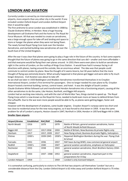 London and Aviation