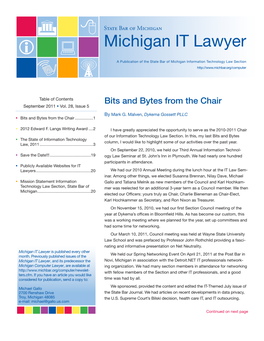 Michigan IT Lawyer a Publication of the State Bar of Michigan Information Technology Law Section