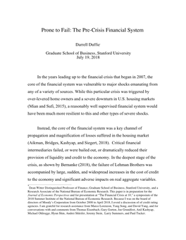 Prone to Fail: the Pre-Crisis Financial System