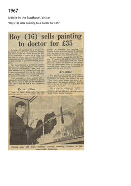 Article in the Southport Visiter “Boy (16) Sells Painting to a Doctor for £35”