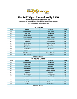 The 147Th Open Championship 2018