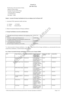 Ministry of Home Affairs, Foreigners Division (FCRA Wing) "First Floor NDCC-II Building," 1,JAI SINGH Road New Delhi - 110001