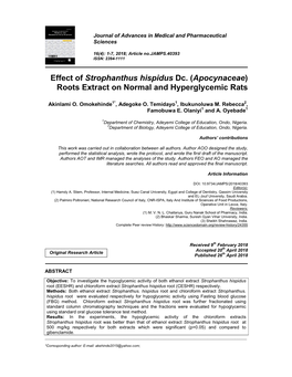 Effect of Strophanthus Hispidus Dc