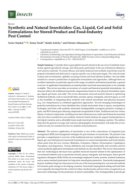 Synthetic and Natural Insecticides: Gas, Liquid, Gel and Solid Formulations for Stored-Product and Food-Industry Pest Control