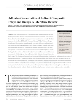 Adhesive Cementation of Indirect Composite Inlays and Onlays: A