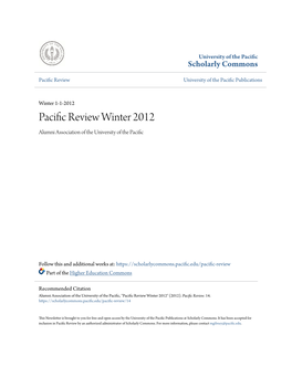 Pacific Review Winter 2012 Alumni Association of the University of the Pacific