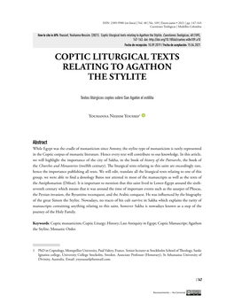 Coptic Liturgical Texts Relating to Agathon the Stylite