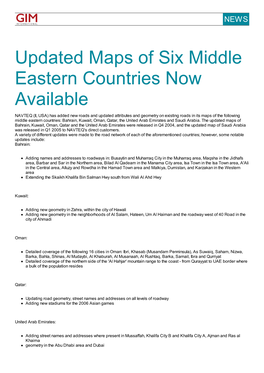 Updated Maps of Six Middle Eastern Countries Now Available