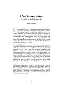 A Brief History of Kabarda