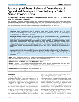 Spatiotemporal Transmission and Determinants of Typhoid and Paratyphoid Fever in Hongta District, Yunnan Province, China