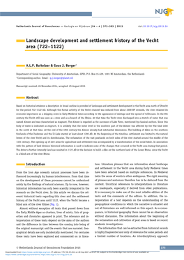 Landscape Development and Settlement History of the Vecht Area (722–1122)