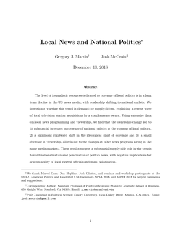 Local News and National Politics∗