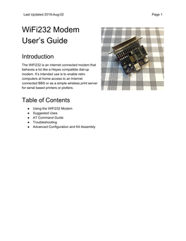 Wifi232 Modem User's Guide