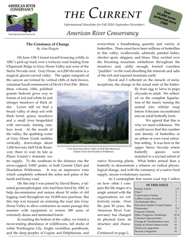 The Current 1989 Informational Newsletter for Fall 2018 (September-November) American River Conservancy