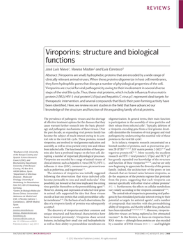 Viroporins: Structure and Biological Functions
