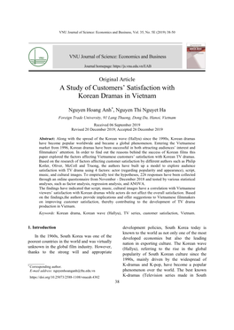 A Study of Customers' Satisfaction with Korean Dramas in Vietnam