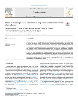 Effects of Imidacloprid Seed Treatments on Crop Yields and Economic Returns of Cereal Crops