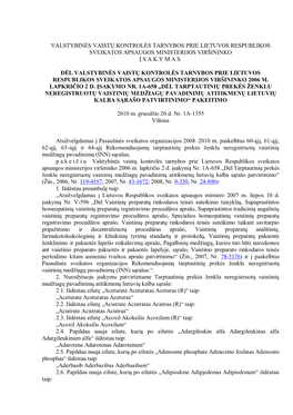 Valstybinės Vaistų Kontrolės Tarnybos Prie Lietuvos Respublikos Sveikatos Apsaugos Ministerijos Viršininko Įsakymas