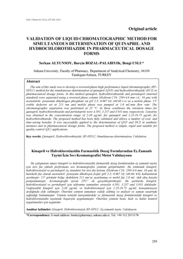 Original Article VALIDATION of LIQUID CHROMATOGRAPHIC