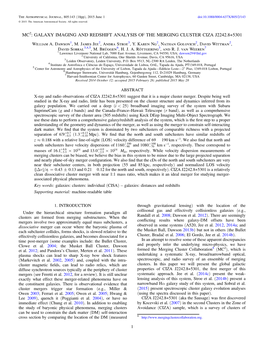 GALAXY IMAGING and REDSHIFT ANALYSIS of the MERGING CLUSTER CIZA J2242.8+5301 William A