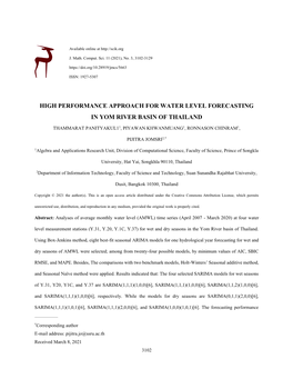 High Performance Approach for Water Level Forecasting in Yom River Basin of Thailand