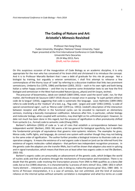 The Coding of Nature and Art: Aristotle's Mimesis Revisited