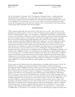 2007-10-05-GAR Leonard Garment Interview Transcription Page 1 of 17 October 5, 2007