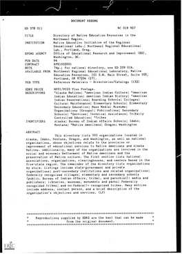 And Nofederallv Recognized Tribes. Many Entries Include Address, Contact Person, and a Brief Description of the Organization's Objectives and Services