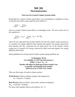 1St Law for Control Volume Systems Guide