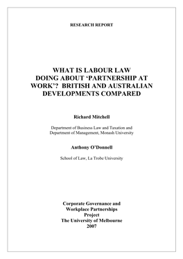 'What Is Labour Law Doing About 'Partnership at Work'? British