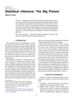 Statistical Inference: the Big Picture1 Robert E
