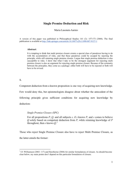 Why Single Premise Closure Might Fail