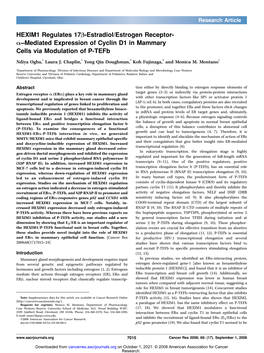 HEXIM1 Regulates 17B-Estradiol/Estrogen Receptor- A–Mediated Expression of Cyclin D1 in Mammary Cells Via Modulation of P-Tefb