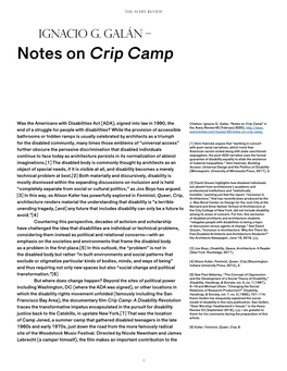 Notes on Crip Camp