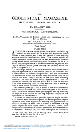 I.—The Volcanoes of Barren Island and Narcondam in the Bay of Bengal