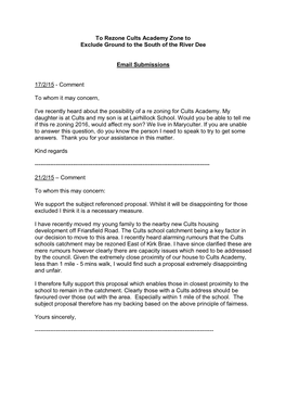 To Rezone Cults Academy Zone to Exclude Ground to the South of the River Dee